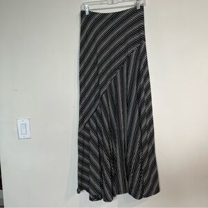 Chicos women’s Black/White Striped Stretch Maxi Skirt 0